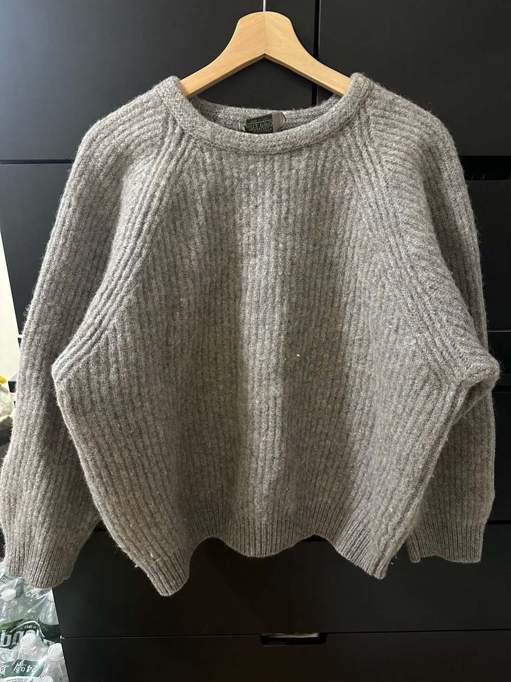 Manuel Ritz Pipo Grey Ribbed Raglan Crewneck Sweater Made in Italy